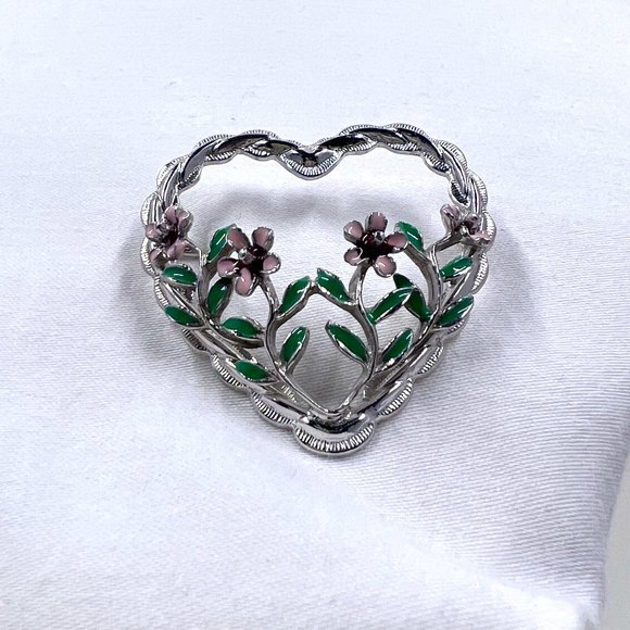 Beau Sterling Jewelry - 🎊HP🎊 Beau-Sterling Signed – Sterling Silver Brooch with Hand Painted Flowers